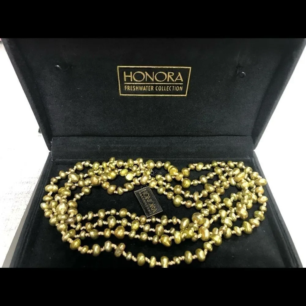 Honora Green Fresh Water Pearl Necklace  925 Ster